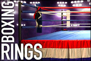 Boxing rings for promoters and for boxing gyms are made in the USA by Monster Rings and Cages