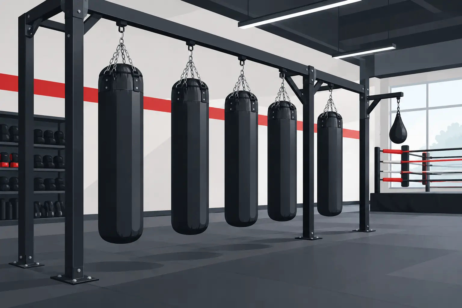 Commercial Bag Racks for Serious Fight Gyms