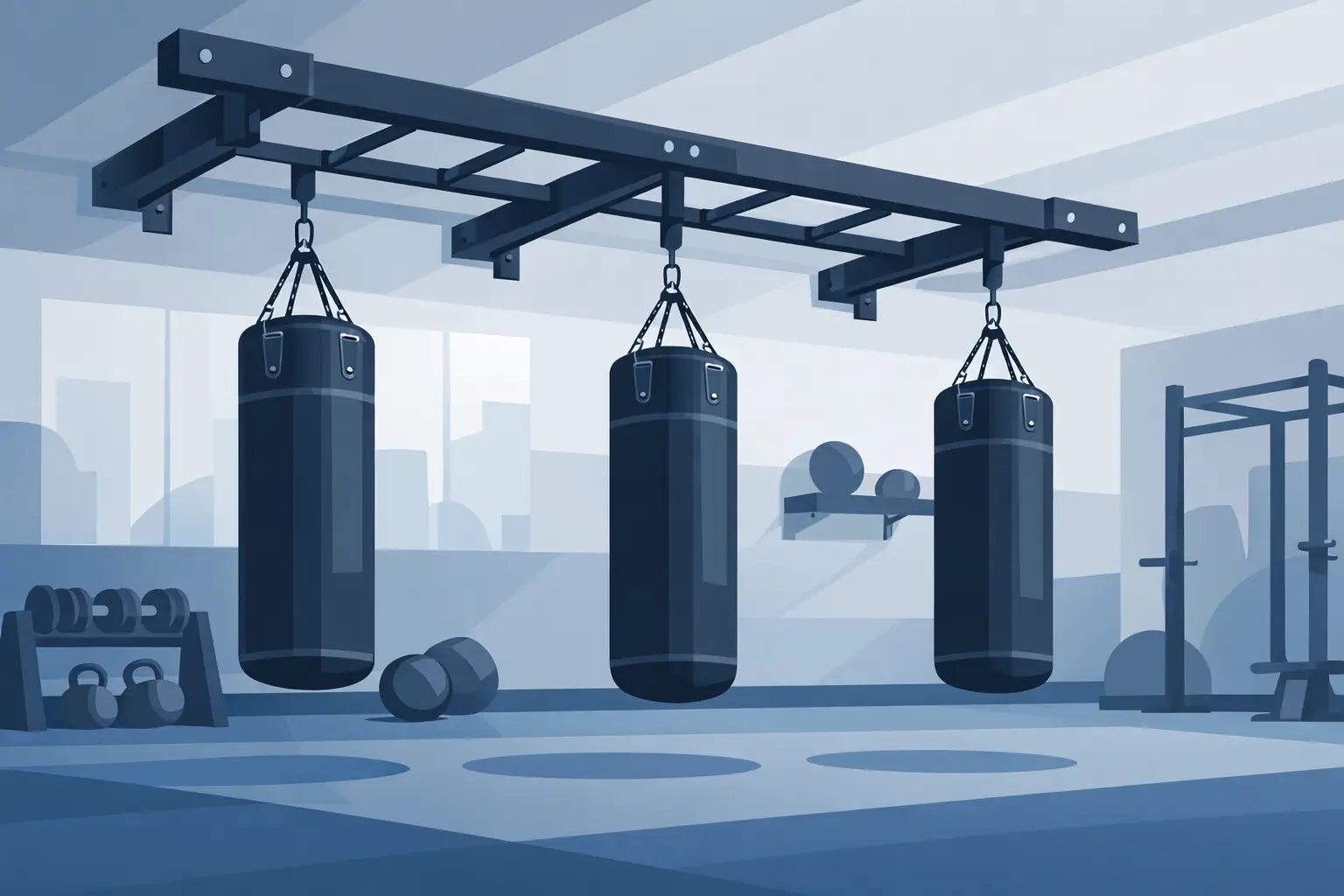 Ceiling Suspended Heavy Bag Racks for Gyms