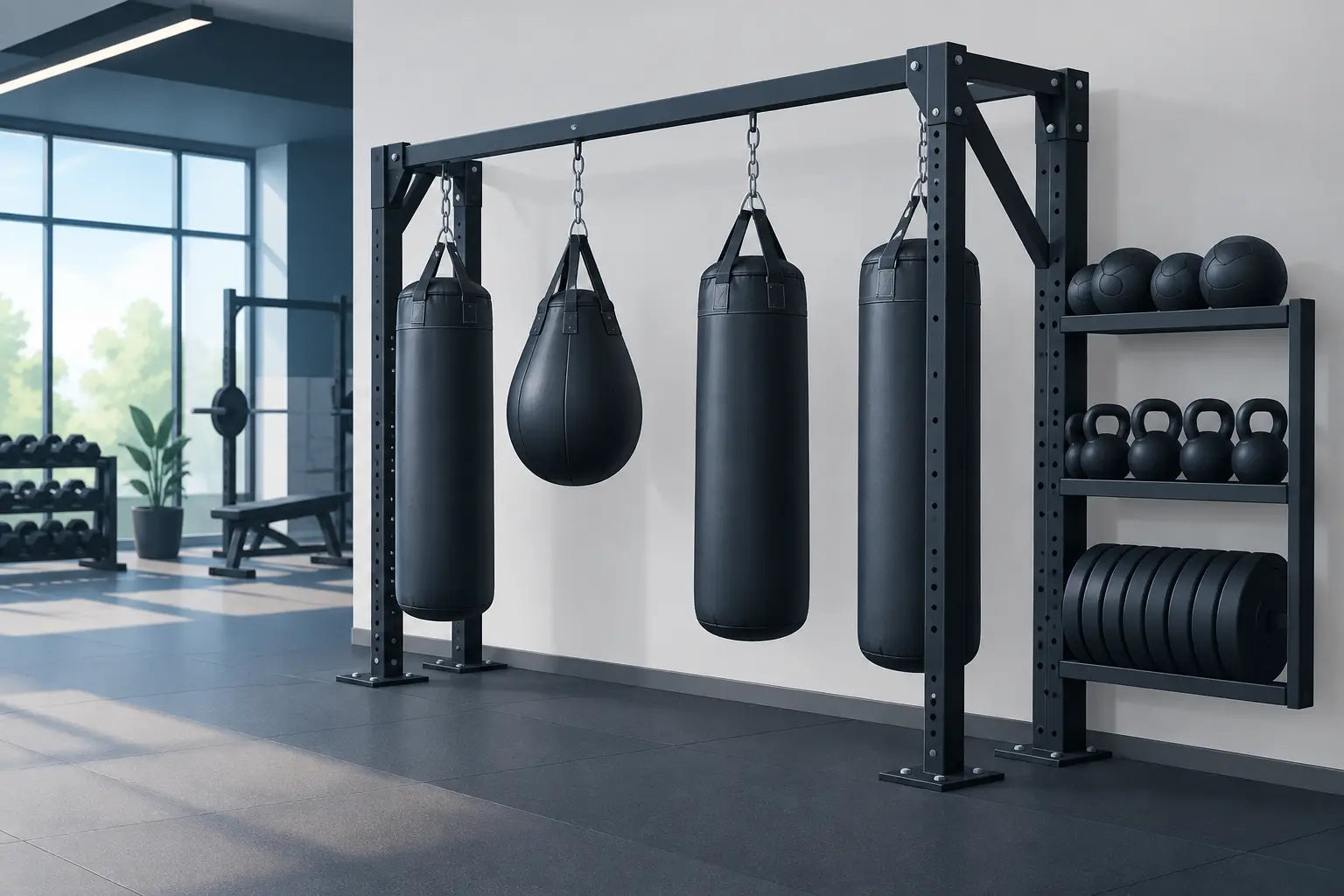 Custom Bag Rack Installation Example for Gyms