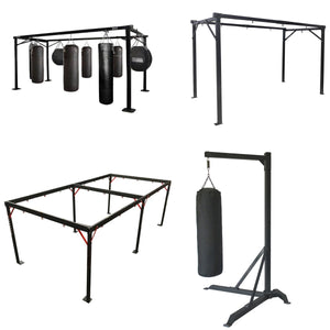 Standard and custom bag racks are built by Monster Rings and Cages