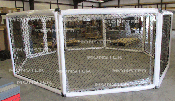 A Monster Free-standing MMA floor cage will set directly on top of your MMA mats 