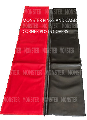 Black and red wrestling ring pole covers are available from Monster Rings and Cages