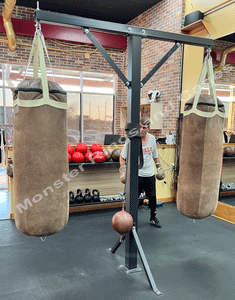 Monster Rings and Cages builds a great T-Bar Bag Stand for your boxing or MMA gym