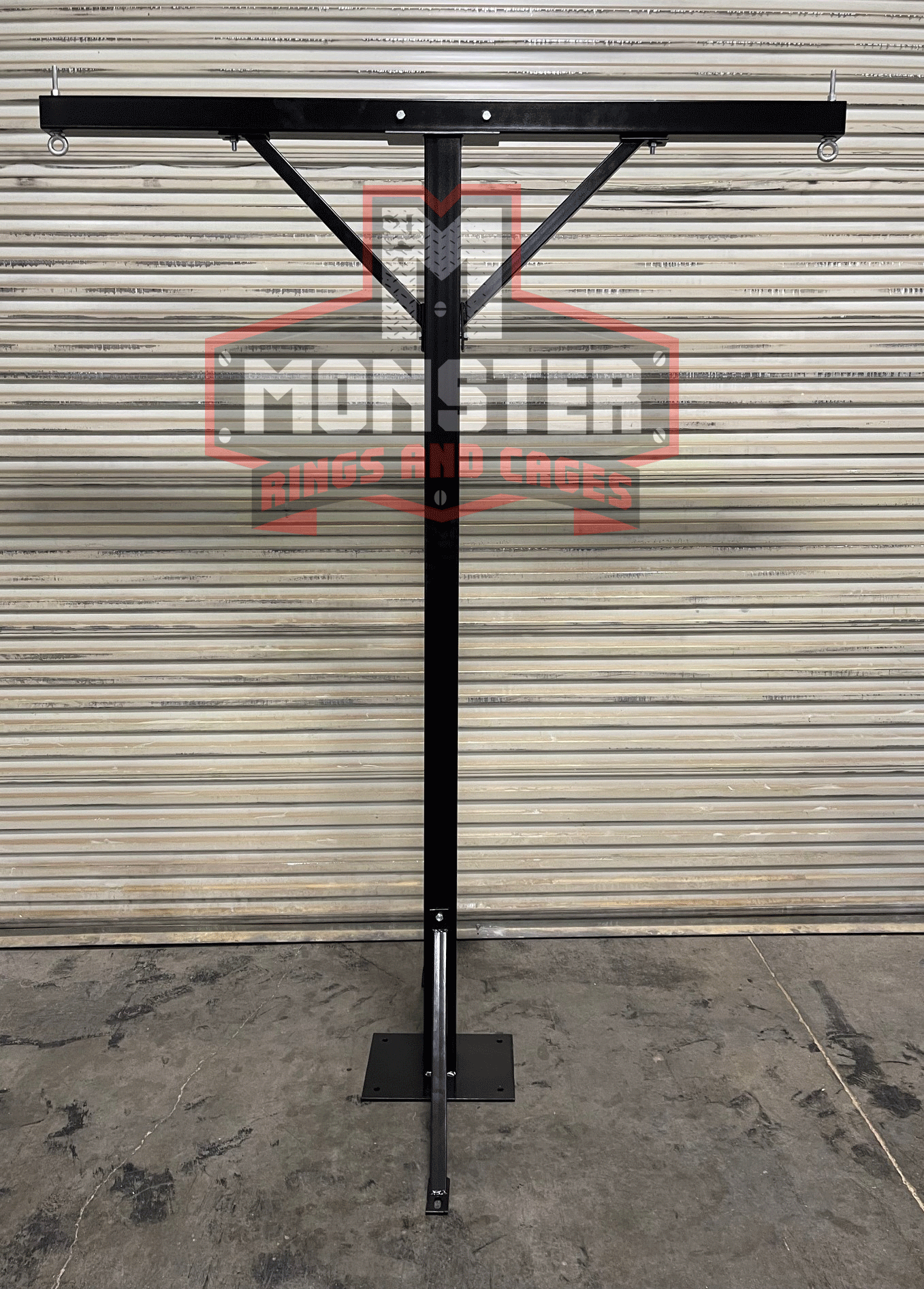 Monster T-Bar Bag Stand holds 2 punching bags saving you space and money.