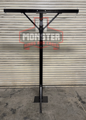 Monster T-Bar Bag Stand holds 2 punching bags saving you space and money.