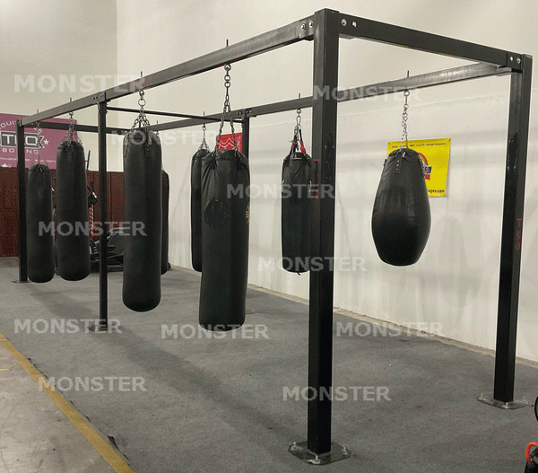 custom punching bag racks are built by Monster Rings and Cages