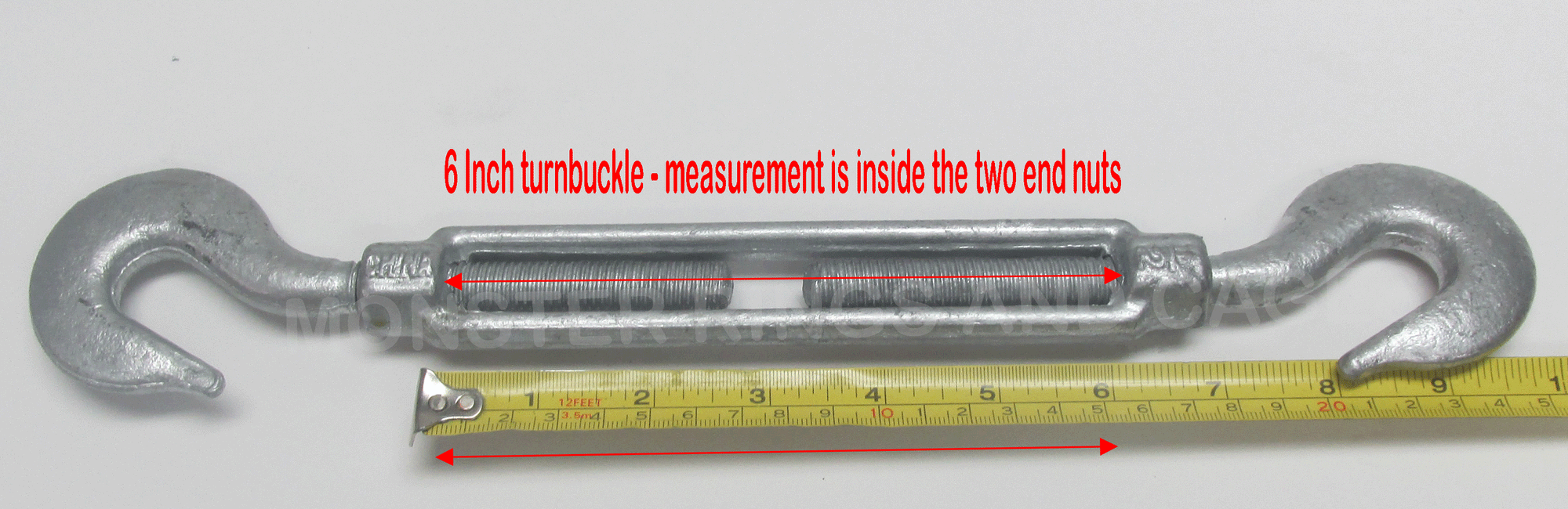 Turnbuckles are measured inside the nut to inside the nut