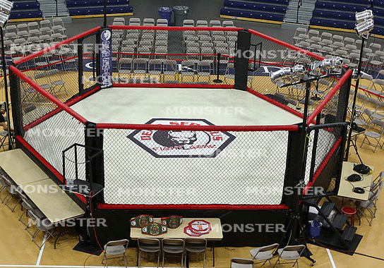 Custom printed MMA cage canvas covers are available from Monster Rings and Cages