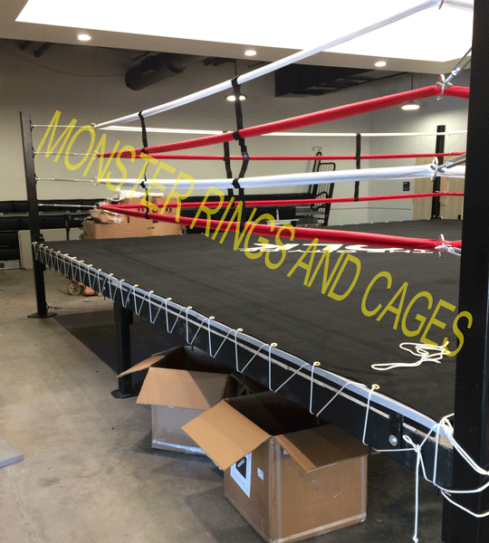 Monster Classic gym boxing ring being assembled